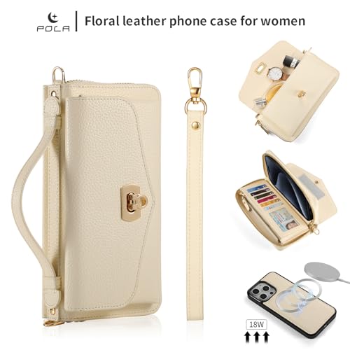 Étui portefeuille iPhone 14 beige : protégez votre écran des rayures de clés - 2