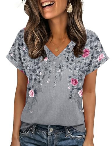 Zeagoo Plus Size Shirts for Women Short Sleeve Oversized Blouses 2026 Fashion Loose Summer Clothes Work Top XXL