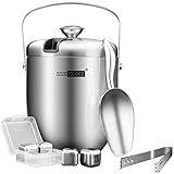 insulated ice bucket with lid and tongs