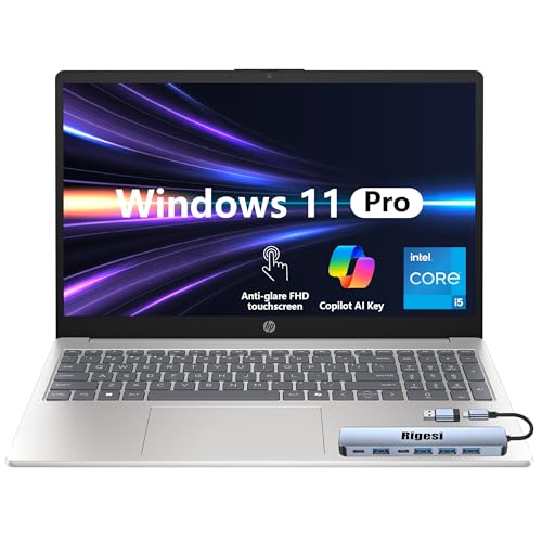 HP 15.6�C���` FHD Touch�m�[�g�p�\�R���AIntel i5�A16GB RAM�A512GB SSD�AWindows 11 Pro�AWi-Fi 6�A�t���b�O�V�b�v�r�W�l�X�m�[�g�p�\�R���o���h�� �h�b�L���O�X�e�[�V�����t�� - �i�`�������V���o�[