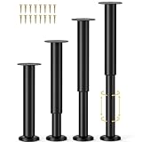 Wlrrcwdttc 4 Pcs Adjustable Bed Center Support Legs 10-17 inch for Bed Frame/Bed Center Slat, Metal Adjustable Furniture Legs for Bed/Cabinet/Sofa/Dresser/Couch/Table,Heavy Duty Bed Replacement Legs