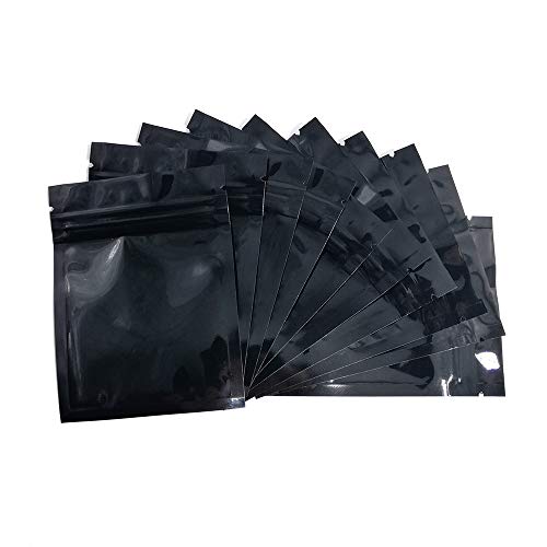 NA/ 200 stuks zwarte hersluitbare Mylar-tassen, geurbestendige zakken, foliezakken, platte druksluitzakken voor het… - Image 8
