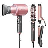 Wavytalk 3 in 1 Curling Wand Set and Blown Away Ionic Hair Dryer for Curly Hair with Diffuser