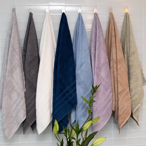 Mosobam 4DT4SUS700WTH Luxury Turkish Set Of 4 Bath Towels 30X58 White 700 Gsm Bamboo Viscose & Aegean Turkish Combed Cotton thumb #7
