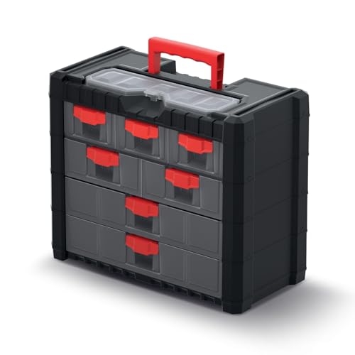 MULTICASE Cargo Box KMC401 Polypropylene Structure - Ergonomic Plastic Handle - 7 Front Drawers - 1 top Tray
