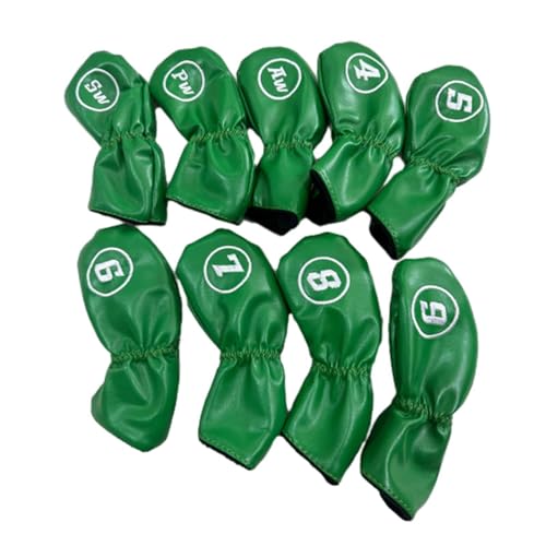 LIXSAZSE Lot de 9 Couvre-têtes de fers Golf, Accessoires Golf Tendance, Protections pour têtes fers Vertes, Vert, 17 x 7 x 1.2 cm – vue 5