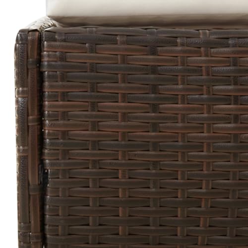 Lit de jardin en résine marron tressée avec structure robuste d'extérieur - 5