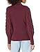 Cable Stitch Women's Cable Sleeve Ribbed Sweater - Mock Neck Long Blouson Lantern Sleeve Pullover Top (Large, Aubergine)