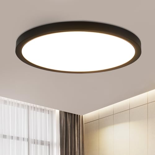 ZMH Deckenlampe LED Deckenleuchte Badezimmer - Ø30cm Badezimmerlampe Flach Schlafzimmerlampe Schwarz Küchenlampe Rund Schlafzimmer Deckenbeleuchtung 24W Flurlampe 3000K Badlampe für Küche Flur Bad ZMH Deckenlampe LED Deckenleuchte Badezimmer - Ø30cm Badezimmerlampe Flach Schlafzimmerlampe Schwarz Küchenlampe Rund Schlafzimmer Deckenbeleuchtung 24W Flurlampe 3000K Badlampe für Küche Flur Bad
