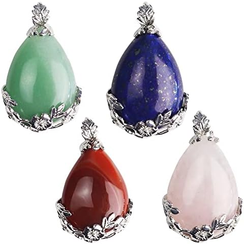 Bemvp Large Teardrop Pendants 4pcs Crystal Pendant Charms for Diy Craft Jewelry Making Bulk Stone Pendants Cover