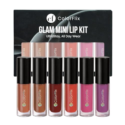 Image of ColorFlix Glam Mini Lip Kit - Set of 6 UltraStay Long Lasting Lipsticks, Matte & Creamy Texture, Smudge-Proof, Travel-Friendly Lip Shades, Perfect for Party Look & Gifting (2ml Each)