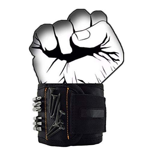 Pulseras magnéticas, Yinsili Cinturones de herramientas con 10 potentes imanes para sujetar herramientas, tornillos, uñas, pernos, brocas y pequeñas herramientas, clavos y bolsa de tornillos Cover