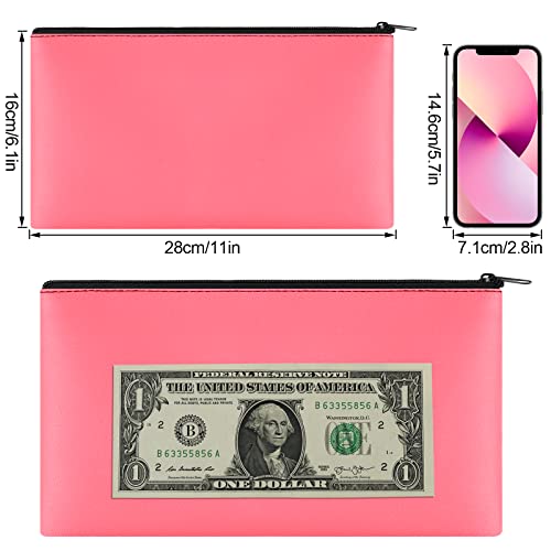 Image of 2 Pieces Money Bags with Zipper, 11x6.1 inch Money Pouch, Bank Bag, Cash Bag, Check Wallet, Cosmetics(peach)