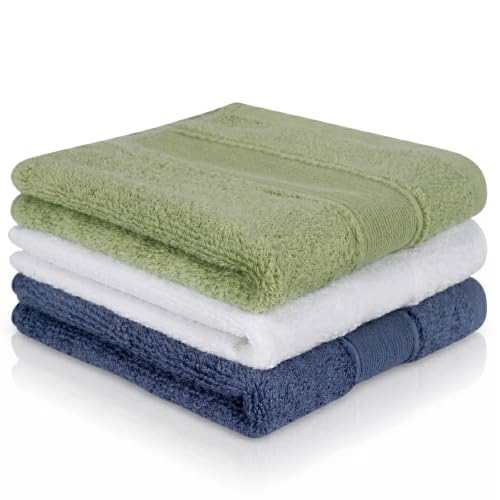 Image of Washcloths Set, 100% Cotton, 3-Pack, 13 x 13 in, 2.5 Oz, Soft & Absorbent