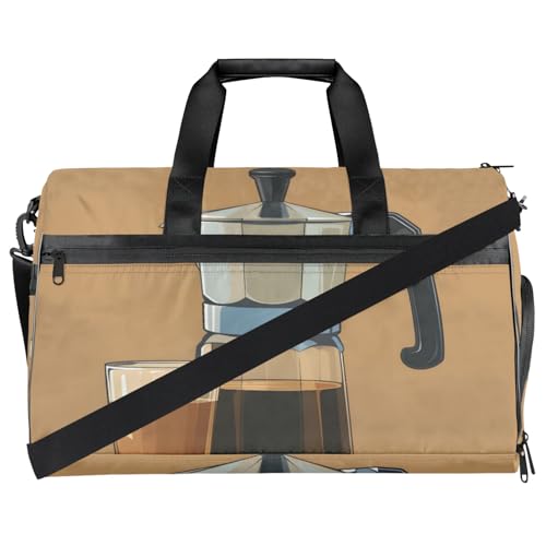 Coffee Gym Duffle Bag for Women,Waterproof Sports Coffee Lover Duffle Bags Travel Weekender Bags for Men Women Overnight Bag with Shoes Compartment2