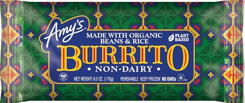 Amy's Frozen Meals, Non Dairy Bean and Rice Burrito with Organic Rice and Beans, Microwave Meals, 6 Oz
