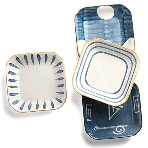 Evannt Porcelain Dessert Salad Plates Set Of 4 Square Ceramic Dinner Plates 7 Inch Janpanese Style Serving Plates Dishes For Appetizer Pasta Snacks Sushi (Square) #TOP7