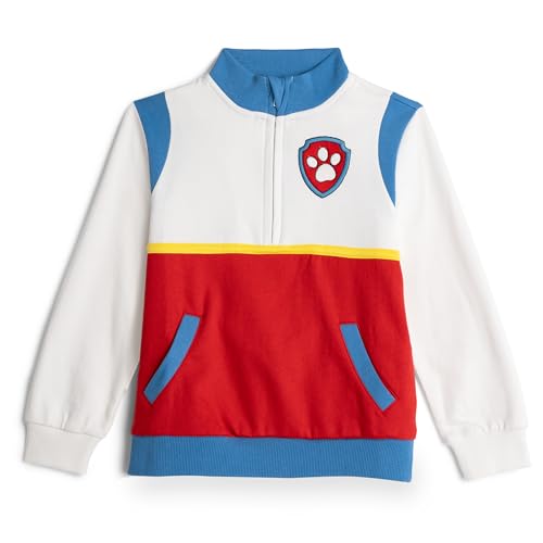 Paw Patrol Ryder Little Boys Fleece Cosplay Half Zip Sweatshirt Colorblock White/Red/Blue 7-8