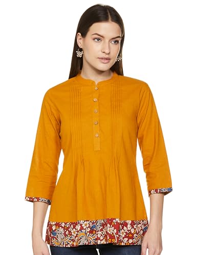 Image of Amazon Brand - Myx Women Cotton Regular Fit Casual Kurti (Available in Plus Sizes)