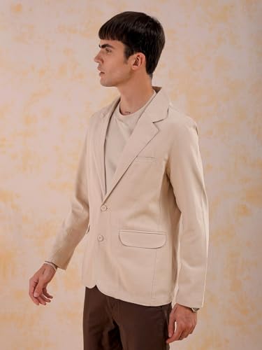 Image of The Indian Garage Co Men Slim Fit Solid Single Breasted Blazers
