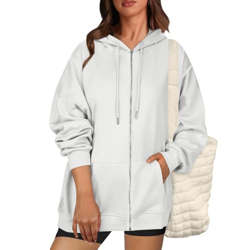 Zip Up Hoodie Women Fleece Oversized Sweatshirt Hoodies Casual Drawstring Athletic Sweat Zip Up Jackets with Pockets2