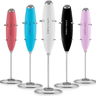Simple Craft Milk Frother Handheld Drink Mixer - Mini Coffee Frother Electric Handheld Foamer With Stainless Steel Whisk & Stand - Portable Frother Electric Whisk For Coffee, Latte, Matcha (Black)