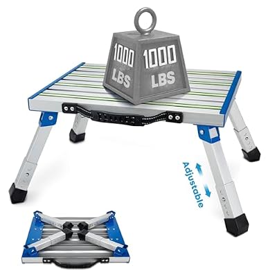 Kohree RV Steps Stool, Adjustable Height Folding Platform Aluminum RV Step Stool Foldable with Non-Slip Rubber Feet, Portable Handle, RV Step Stool Up to 1000 lbs