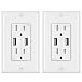 [2 Pack 2.4A Dual USB Recptacle] Bestten Dual USB Charger Duplex Receptacle, 15AMP/1875W Tamper Resistant Outlet and Free Wall Plate, ETL Listed