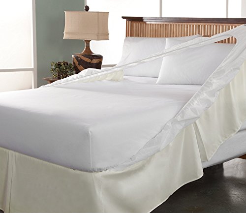 Perfect Fit | Bedskirt and Box Spring Protector - Effortless Installation, No Need to Lift Mattress, Patented Design (Full, Ivory)