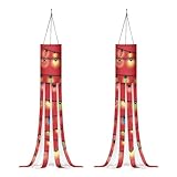 Nopersonality Weihnachts-Windsack, Weihnachtsmotiv, hängende Dekorationen, maschinenwaschbar, bunte Lichter, Windsocke für Garten, Baum, Party, Dekoration, 2 Packungen