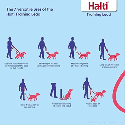 HALTI Training Lead Size Small Red, 2m, Professional Dog Lead to Stop Pulling on the Lead, Perfect for Puppy Walks, Easy to Use Double-Ended Dog Leash, Lightweight, Soft & Durable