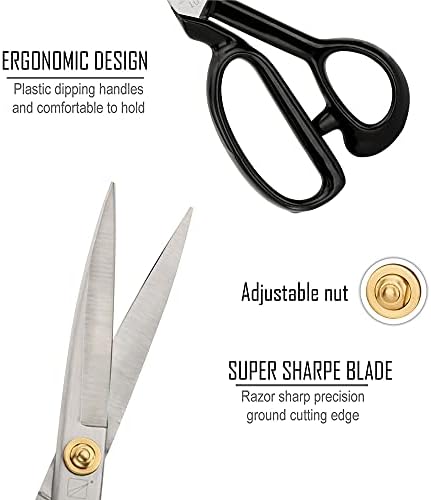 Fabric Scissors 10 Inch(25.4CM), Sewing Dressmaking Scissors High Carbon Steel Razor Sharp Tailor's Shears for Cutting Fabrics, Leather, Clothes, Altering, Crafting(White, Right-Handed)