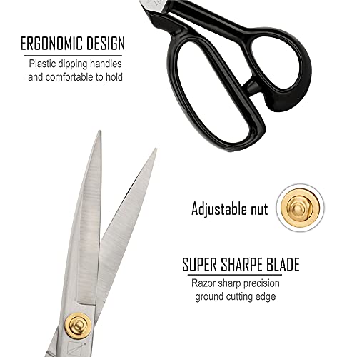 Sewing Scissors - Fabric Scissors 10 Inch-Tailor's Dressmaking Shears Heavy Duty For Fabric, Leather Cutting, Sewing, Dressmaking, Tailoring, Altering (Right-Handed,10 Inch White) #TOP3