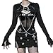 Twfsgirl Goth Super Crop Hoodie Gothic Punk Cropped Long Sleeve Top Chains Rave Hood Y2k Streetwear Cyberpunk Emo Alt Techwear Hoodies