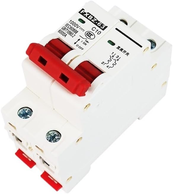 2P 63A DC 1000V Solar Circuit Breaker 20A 32A FXBZ-63 DC1000v PV MCB Din Rail Battery Switch for Solar Photovoltaic System(63A)