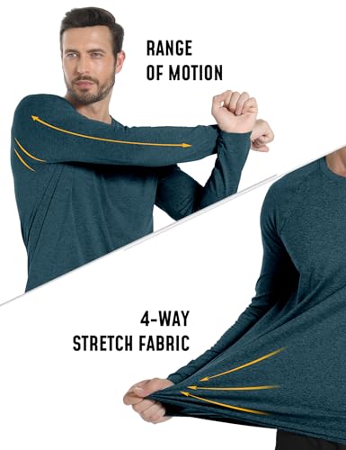 Long Sleeve Shirts for Men 5 Pack Athletic T Shirt UPF 50+ Sun Protection Fishing Active Running Quick Dry Fit Tee Shirt3