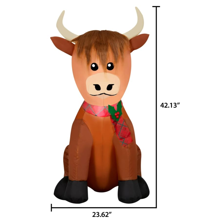 Figurine De Vache Highlands En Résine - Déco Noël Humoristique Avec Chapeau De Père Noël Et Tête De Squelette - 19 Cm Pour Intérieur Ou Jardin