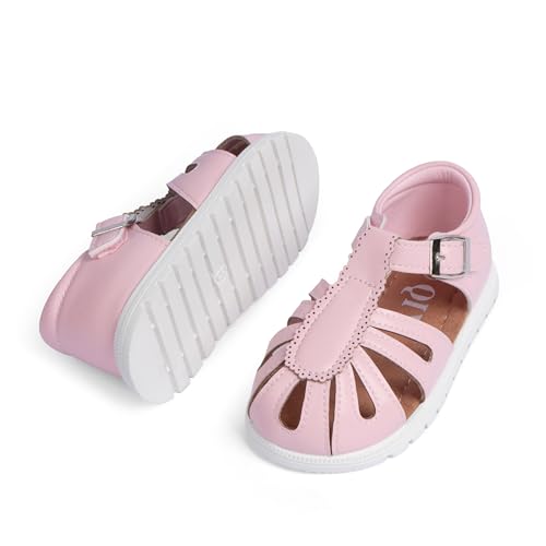 Image of QIY Toddler Girl Sandals Little Kids Summer Dress Shoes Open Toe Flats Princess Sandals for School Beach Party