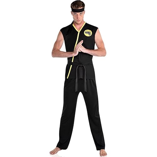 Black Adult Cobra Kai Costume Set (1 Set) - High-Quality Karate Outfit Perfect for Themed Parties & Halloween Celebrations