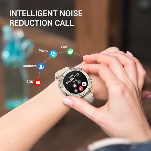 Image of Men's Outdoor Smartwatch, Standalone GPS & Offline Maps, 5ATM Waterproof, 1.43 inch AMOLED, 4GB Memory, 178 Sports Modes, Compass, Heart Rate /SpO2 /Stress /Sleep Monitor, Compatible Android and iOS Khaki