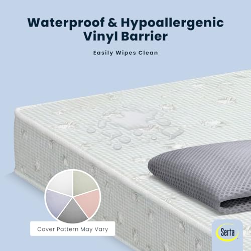 Image of Serta Perfect Slumber Breathable Two-Stage Crib Mattress and Toddler Mattress - Breathable Cover and Fiber Core, Machine Washable Cover, Waterproof, 7 Year Warranty, Made in USA