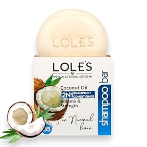 LOLE’S Shampoo Bar and Conditioner, 2in1 with Coconut Oil for Normal Hair, Volume & Strength, 99% Natural Origin, Sustainably Sourced, 3.5Oz