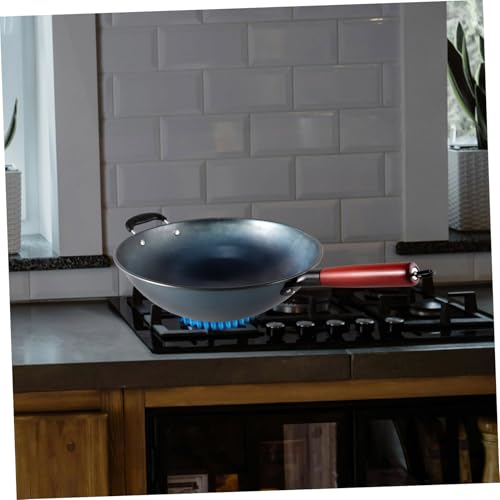 Wok de hierro con mango de madera antiadherente miniatura 4
