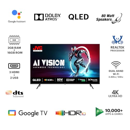 Image of JVC 165 cm (65 inches) AI Vision Series QLED Google TV LT-65NQ7165C (Black)