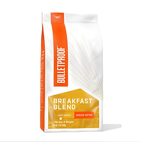 Breakfast Blend Ground Coffee, Light Roast, 12 Oz, Bulletproof Luminate Keto 100% Arabica Coffee, Certified Clean Coffee, Rainforest Alliance, Sourced from Guatemala, Colombia & Brazil