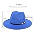 Women Wide Brim Straw Panama Roll up Hat Fedora Beach Sun Hat with Belt Buckle UPF50+ Orange