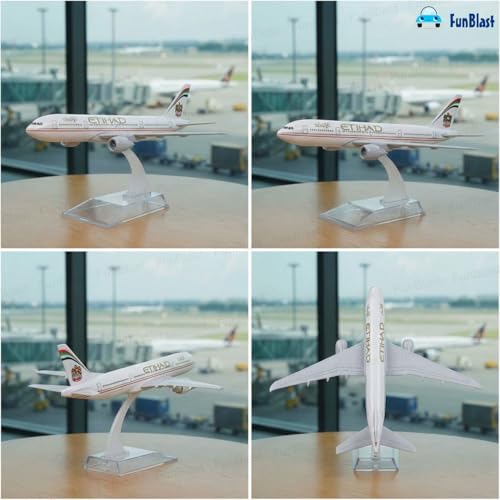 Image of FunBlast Diecast Aeroplane Scale Model - Airplane Miniature Model Only for Display, Size -14 Cm (B777-Etihad)