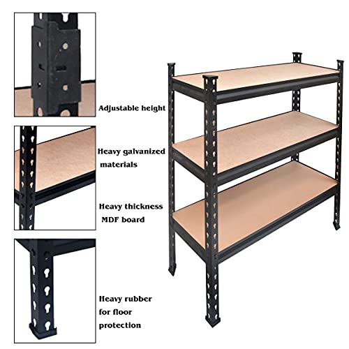 Image of Blue boy 3 Tier- Adjustable Shelving Boltless Storage Unit Utility Display Rack Home and Kitchen Organizer Size :30 inch(H) 24 inch(L) 12 inch(D) -Black Matte Finish