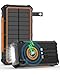 Produktbild Solar Powerbank 20000mAh mit Handkurbel & Kabel, Wireless Power Bank Outdoor wasserdichtes Solarzelle 15W Schnellladung 6 Ausgänge 4 Eingänge, Taschenlampe, Solarladegerät für Handy