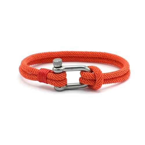 Équ'inox Bracelet Nautique Homme & Femme |Corde Marine 5 mm & Fermoir Acier Inoxydable| artisanat français (Bracelet Manille | Orange - énergie, audace,...